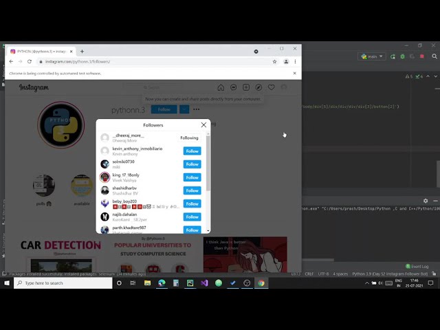Working of Instagram Follower Bot using Python