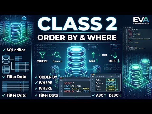 SQL Tutorial for Beginners | Class 2: ORDER BY & WHERE Clause Explained