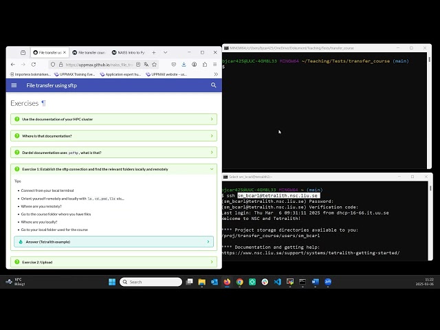 Exercise 1: Upload a file from your computer, using sftp
