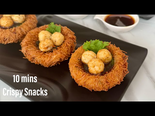 Unique 10 mins Crispy Bird's Nest Snack | New Evening Snacks Recipe | Easy and Quick Teatime Snacks