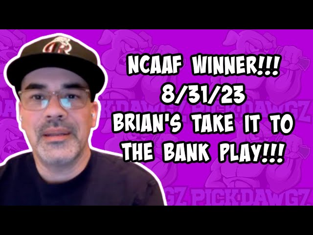 College Football Winner!!!! 8/31/23 | Brian's Take It To The Bank Play!!!