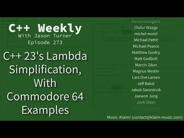 C++ Weekly - Ep 273 - C++23's Lambda Simplification (With Commodore 64 Example)