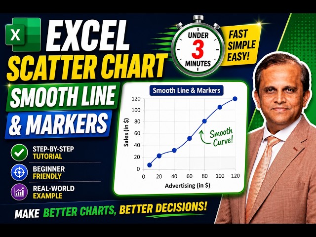 88. Excel Scatter Chart with Smooth Line & Markers Under 3 Minutes