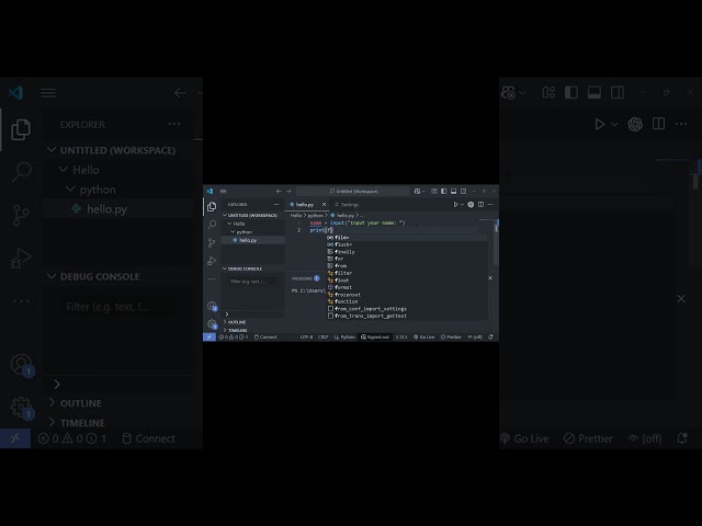 Your First Python Program with Input! 🔥 #shorts #codenewbie #helloworld #python