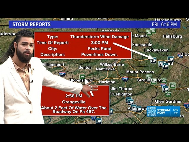 Storms cause flooding on several Pennsylvania roads, clearing for the rest of the evening