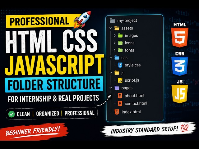 Professional HTML CSS JavaScript Folder Structure for Beginners | Industry Standard Setup (2026)