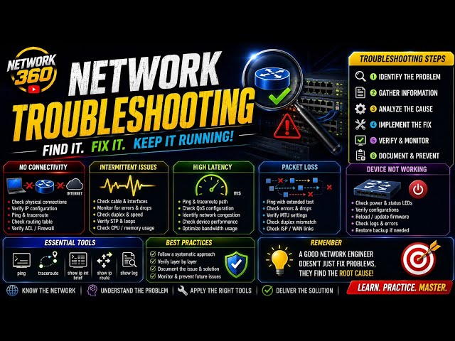 NETWORK TROUBLESHOOTING  | CCNA & CCNP | Find & Fix Network Problems | Network 360 | EP-11