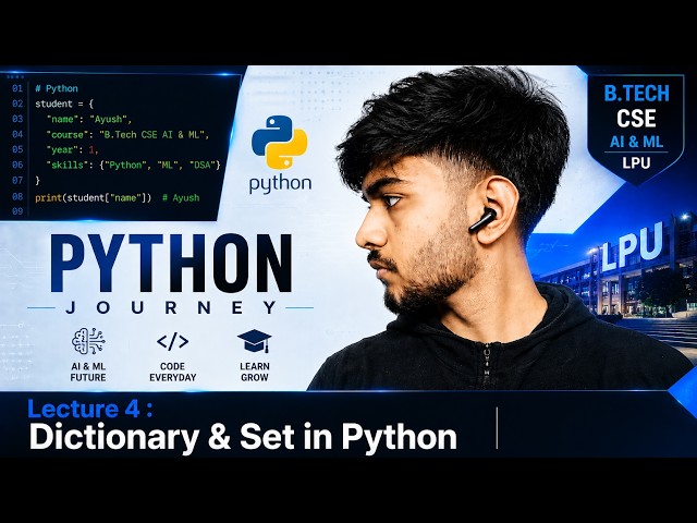 Lecture 4 : Dictionary & Set in Python | Python Full Course