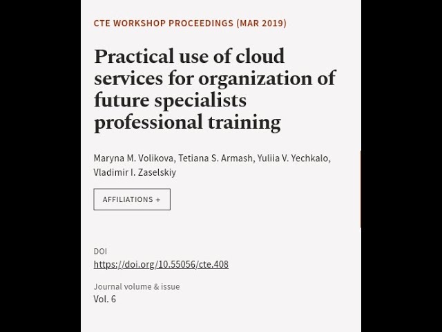 Practical use of cloud services for organization of future specialists professional t... | RTCL.TV