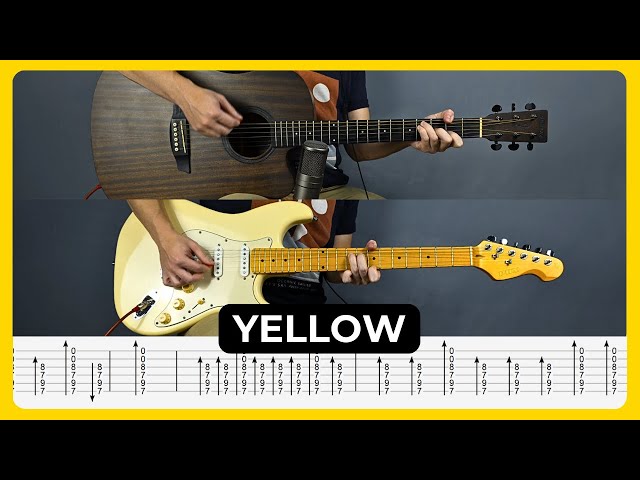 Yellow - Coldplay | Tabs + Chords | Guitar Lesson | Cover | Tutorial | All Guitar Parts | Tuning