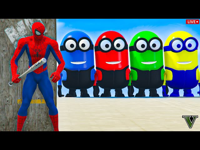 GTA 5 | EPIC SPIDERMAN VS MINION FRANKLINE FUNNY On RAINBOW BRIDGE (Euphoria Physics)#1
