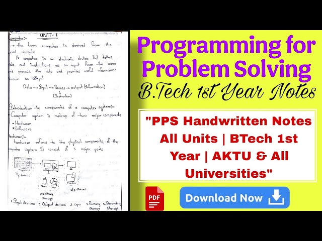 PPS Handwritten Notes All Units | BTech 1st Year | AKTU | Programming for Problem Solving