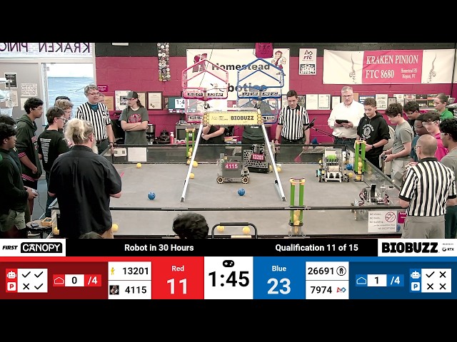 Match 11 | BIOBUZZ Robot in 30 Hours | FIRST Tech Challenge