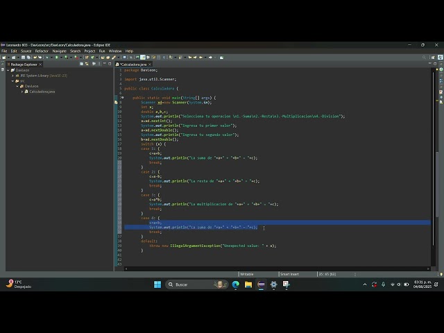 Calculadora por consola JAVA