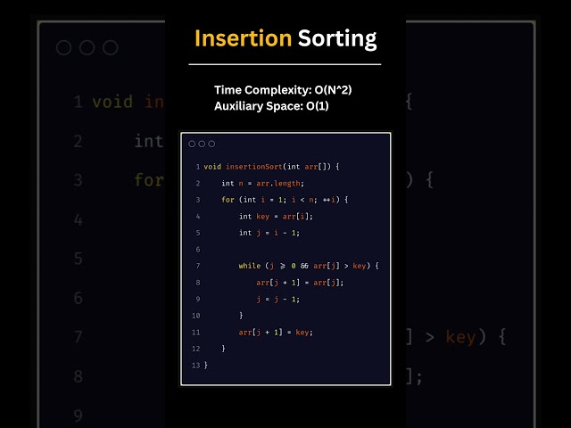 insertion sorting in Java #coding #programming