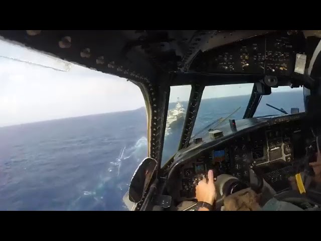 Northrop Grumman E-2 Hawkeye Landing on Aircraft Carrier (Cockpit Video)