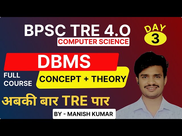 Day 3 | DBMS  in Hindi | Attributes & Keys Explained | Candidate, Primary, Super Key | BPSC TRE  4.0