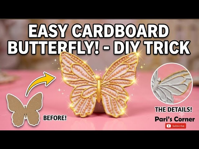 How to Make 3D Cardboard Butterfly Wall Art | Easy DIY Craft Tutorial #diy #asmr #home #homedecor 