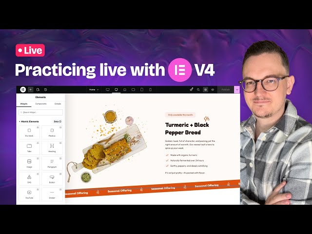 Practicing Live with Elementor V4: Section with Text Slider Animation