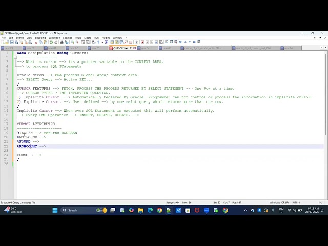 CURSORS  Implecite Cursors #sqlplsql #oracle #training #sql #freshers 