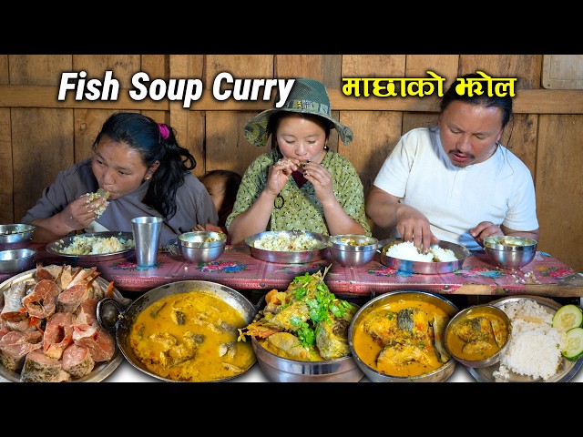 Fish soup Curry Recipe Cooking and eating with rice || Raw Fish Curry || New Village Food Vlog