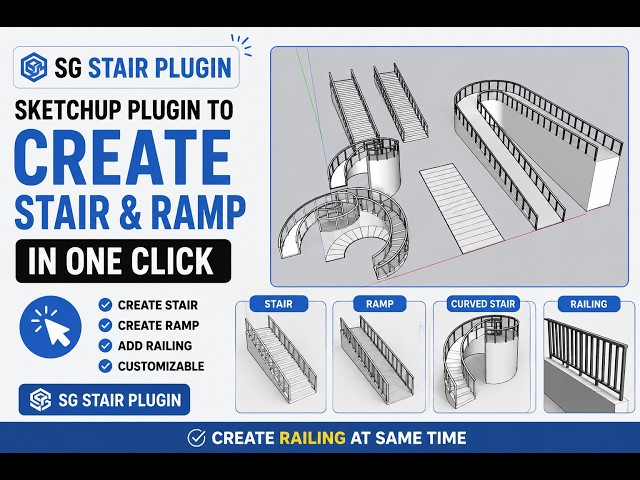 how to create a staircase and ramp in sketchup / SG stair plugin