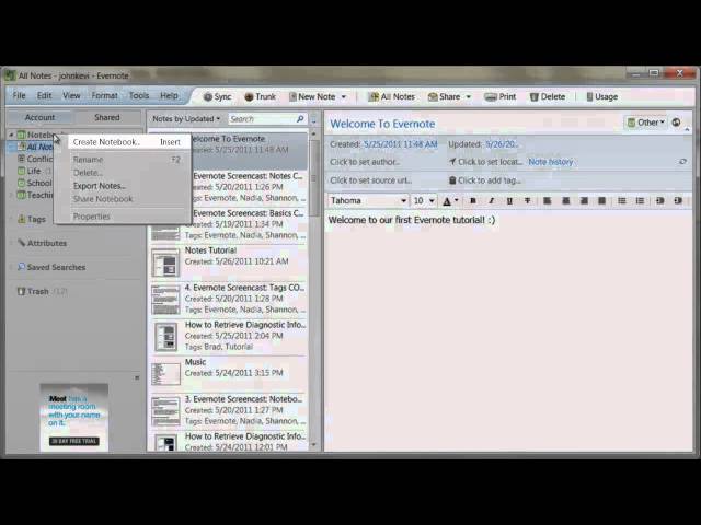 Evernote tutorial #3: Notebooks