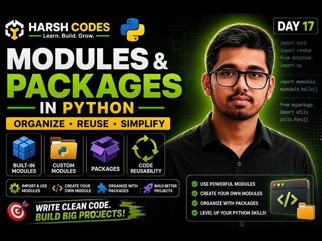 Python Tutorial for Beginners | Day 17 | Modules & Packages in Python | Harsh Codes