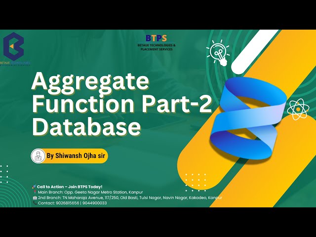 Aggregate Function Part-2 Database #btpskanpur #education #computerscience #programming