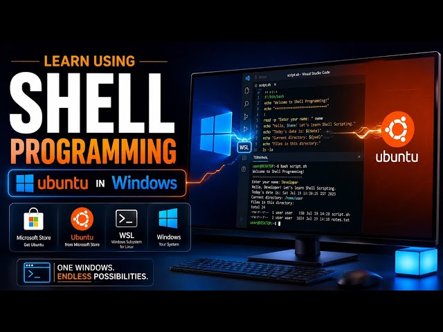 Learn Shell Programming in Windows Using Ubuntu + WSL | Shell Scripting Tutorial