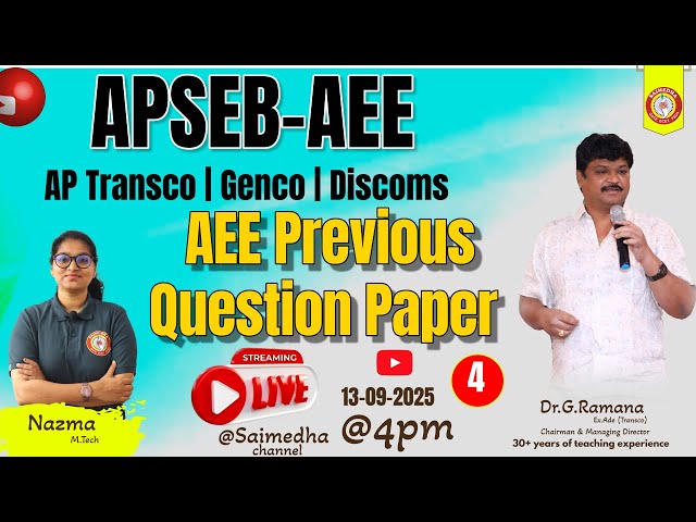 GENCO - TRANSCO - DISCOMs | AE/AEE - Electrical | Previous Questions Part_4 #genco #transco saimedha