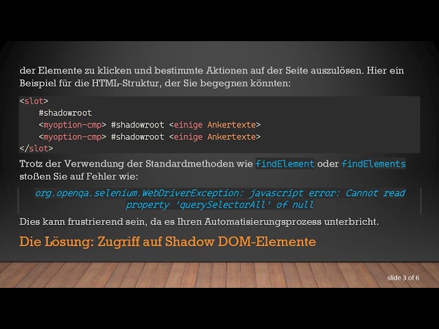Zugriff auf Shadow DOM-Elemente in Selenium