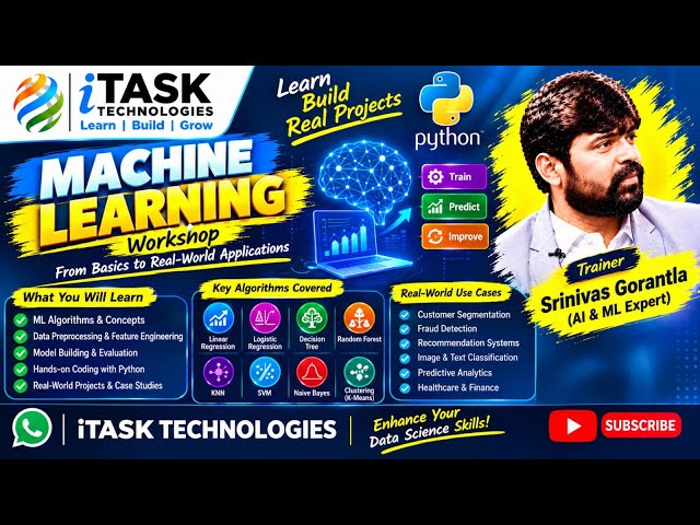 Machine Learning Workshop with Python | Real-Time Projects by Srinivas Gorantla | iTASK Technologies
