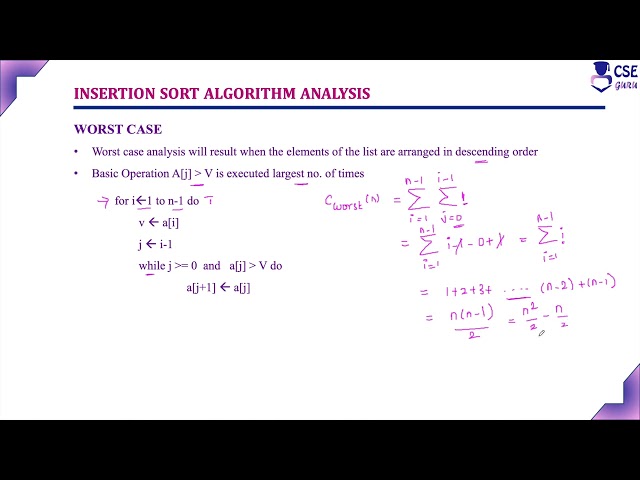 Insertion Sort Algorithm Analysis | Decrease & Conquer Tech. | L109 | Design & Analysis of Algorithm