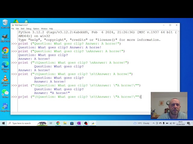 Python using functions and escape sequences