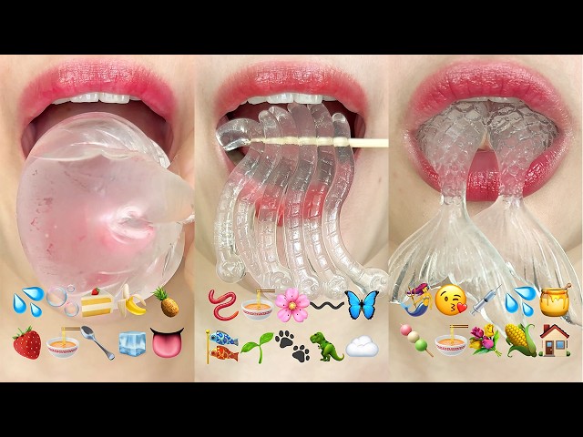 asmr CLEAR EMOJI FOOD JELLY CHALLENGE MUKBANG (SLEEP & RELAXING) 투명 이모지 먹방 모음집 eating sounds