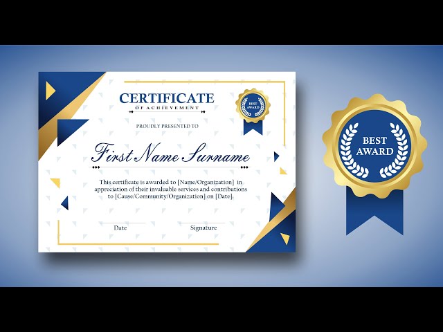 Create a Professional Blue & Gold Certificate and Badge in CorelDRAW | Step-by-Step for Beginners