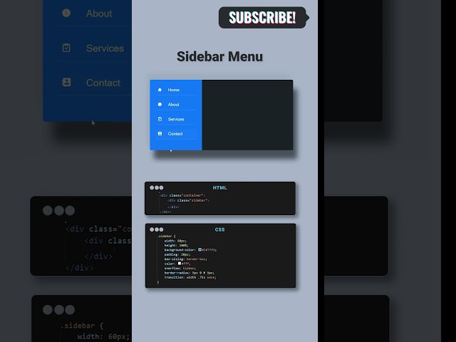 Sidebar Menu #sidebar #menu #coding #html #css #programming #webdevelopment #webdesign #computer