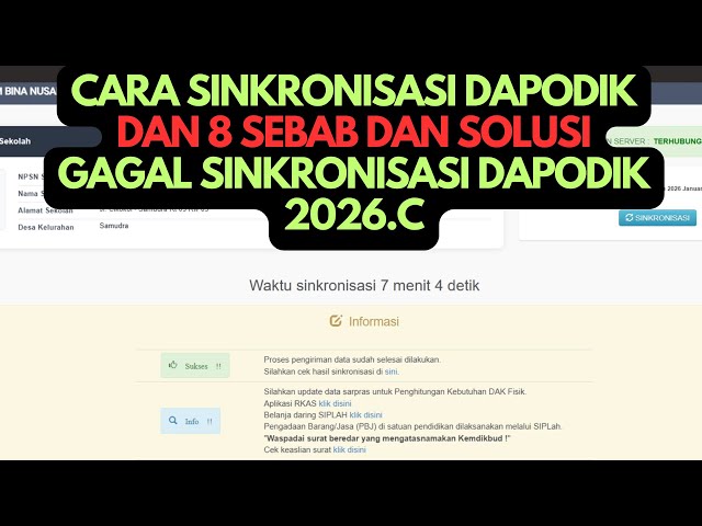 CARA SINKRONISASI DAPODIK 2026 C DAN 8 SEBAB DAN SOLUSI GAGAL SINKRON DAPODIK