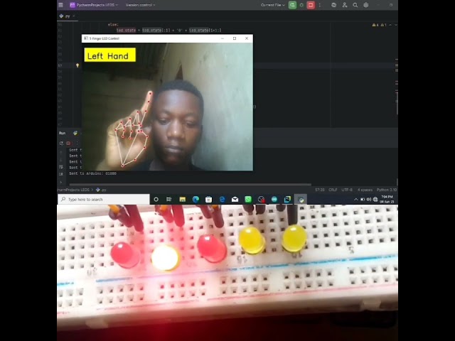 Hand Gesture Controlled LEDs |Arduino + python + openCV project #Arduino  #Python #TechProjects #DIY