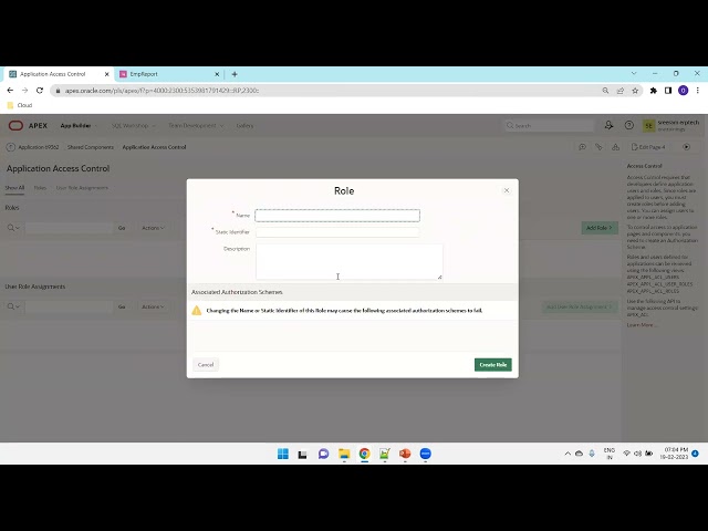 Oracle APEX- Authorization Scheme - Page/Item Control
