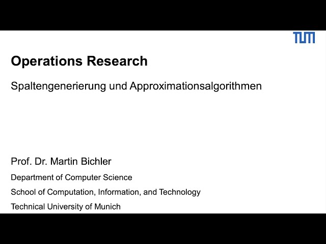 Operations Research Tutorial 8: Column-Generation Algorithm, Dynamic Programming