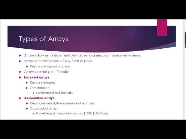 Introduction to Arrays in PHP - Associative v Indexed Arrays
