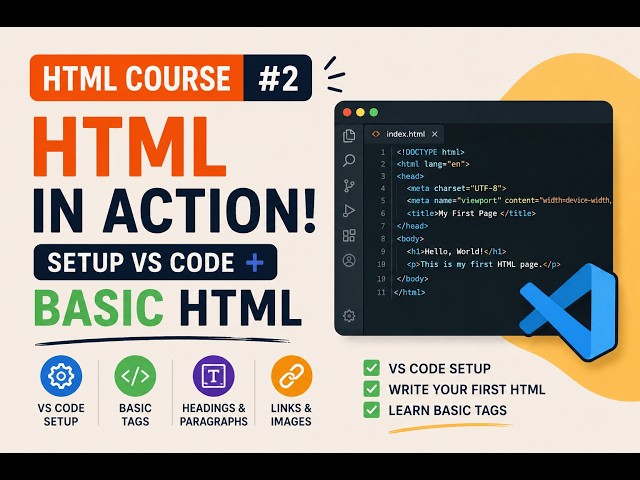 How to Set Up VS Code and Write Your First HTML Page | HTML tutorials for beginners | Tutorial #3