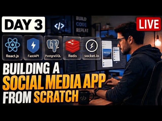 🔴 Day 3 : Building a Social Media app from Scratch (FastAPI + React) | Live Coding