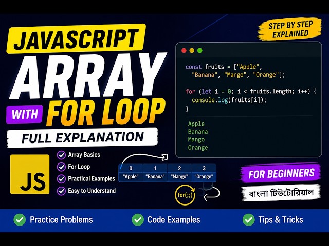 Learn JavaScript Arrays using for Loop | Bangla Tutorial