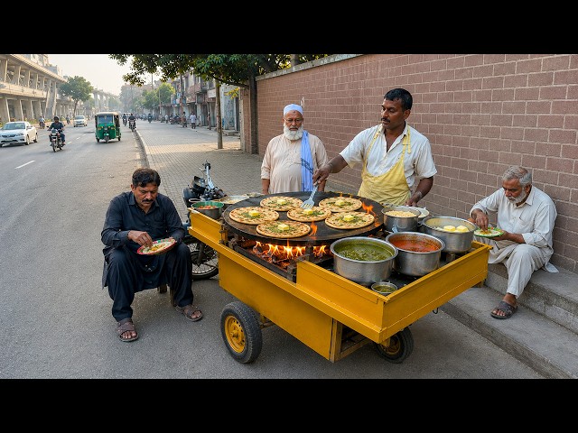 MASSIVE IRON TAWA FRYING SKILLS OF CRISPY PARATHAS HIGHWAY STREET SIDE BREAKFAST | STREET FOOD WORLD