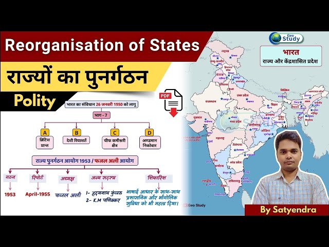 राज्यों का पुनर्गठन  | Reorganization of States and Union Territories | Indian Polity l Geo Study
