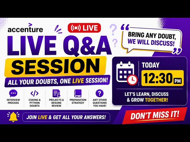 🔴 LIVE Q&A | Accenture, TCS, Infosys, Python Interview, Resume, Jobs & All Career Doubts