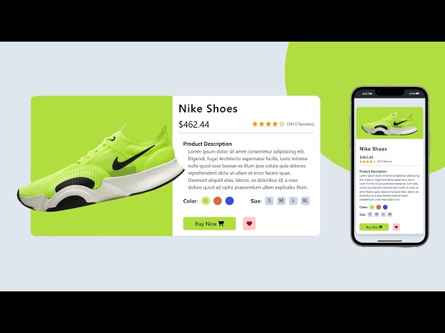 Responsive Nike Shoes Product Card with Animation Using Tailwind CSS and JavaScript